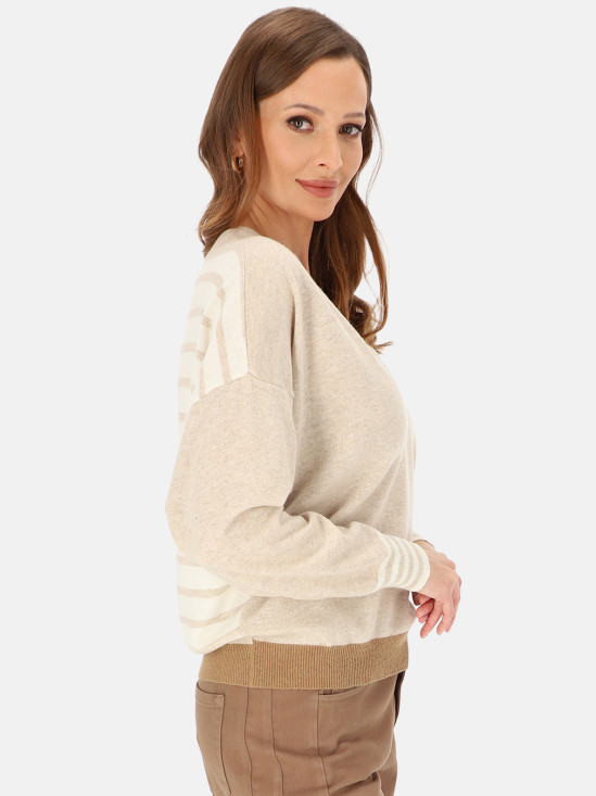  Beżowy sweter damski z wełną i kaszmirem L'AF Rosa