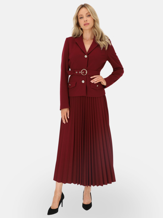  Bordowa marynarka damska z paskiem L’AF Lorin