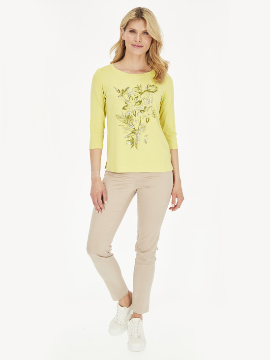  Limonkowa bluzka z kwiatowym nadrukiem Sunwear