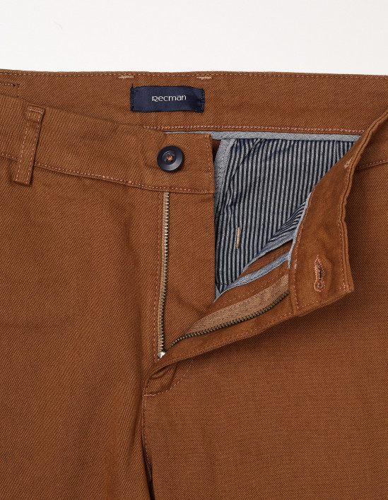  Camelowe bawełniane spodnie Recman Maret 217
