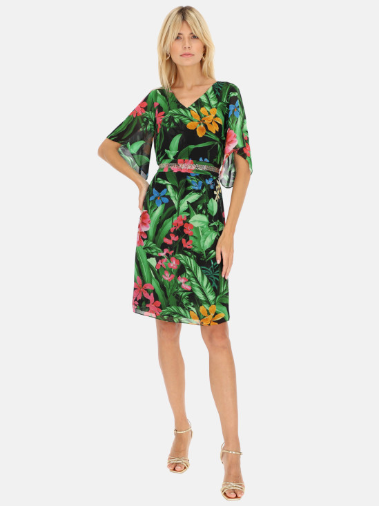  Sukienka midi w tropikalny wzór L'AF Della
