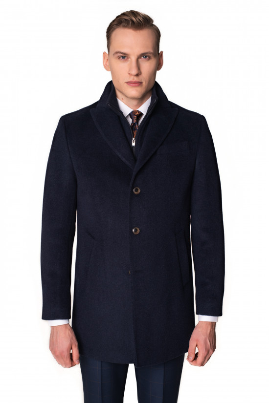  Granatowy wełniany płaszcz Recman Worsley 0001