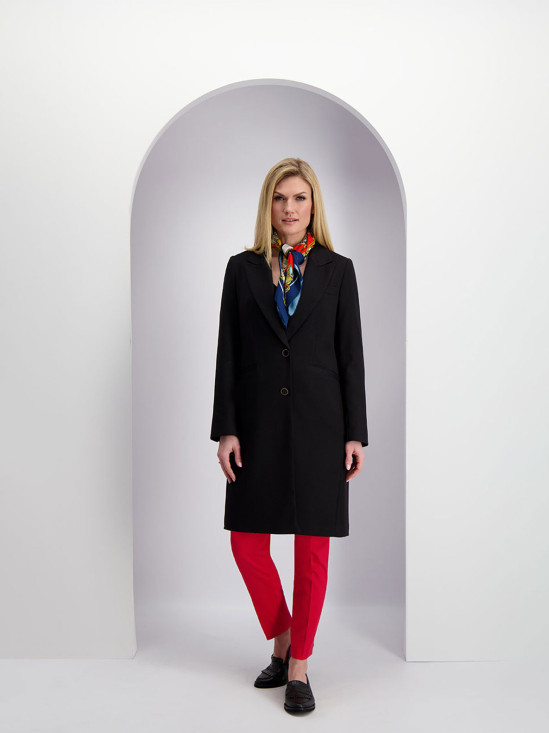  Elegancki czarny płaszcz Lavard Woman 86001
