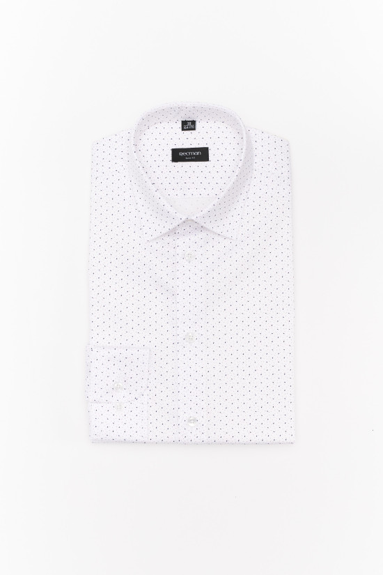  Biała koszula w drobny wzór Recman Coline 3082T slim fit