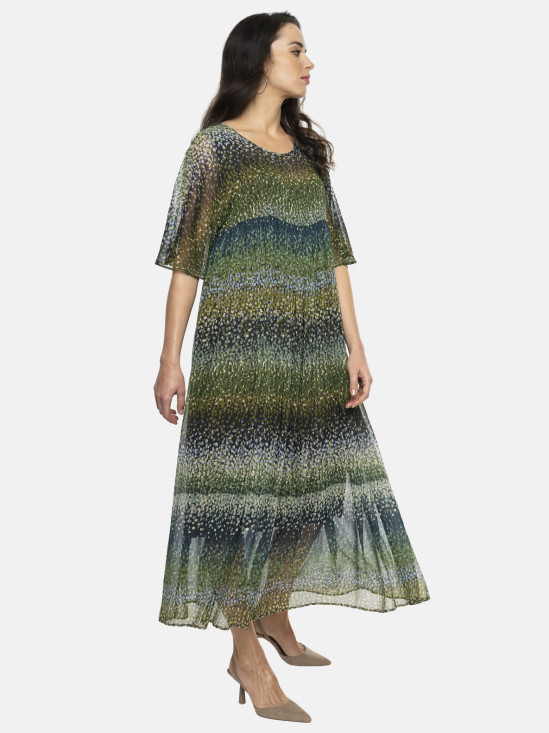  Długa zielona sukienka we wzory Potis & Verso Ximena