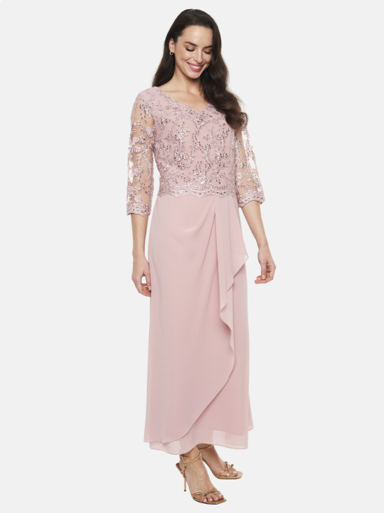  Różowa długa sukienka z koronką Potis & Verso Julita