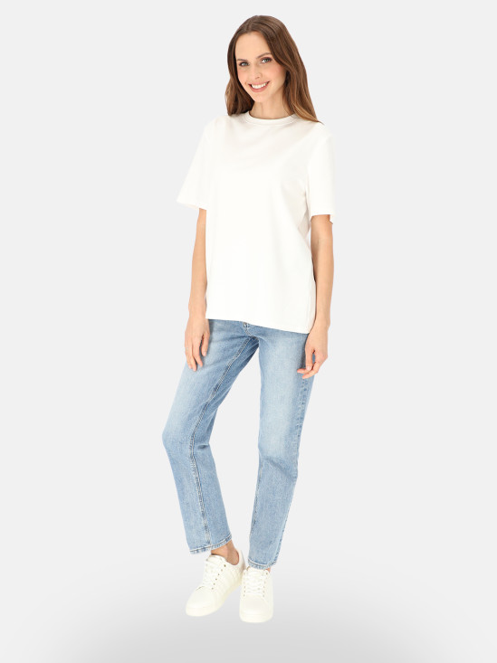  Biały bawełniany t-shirt damski basic L'AF Matis