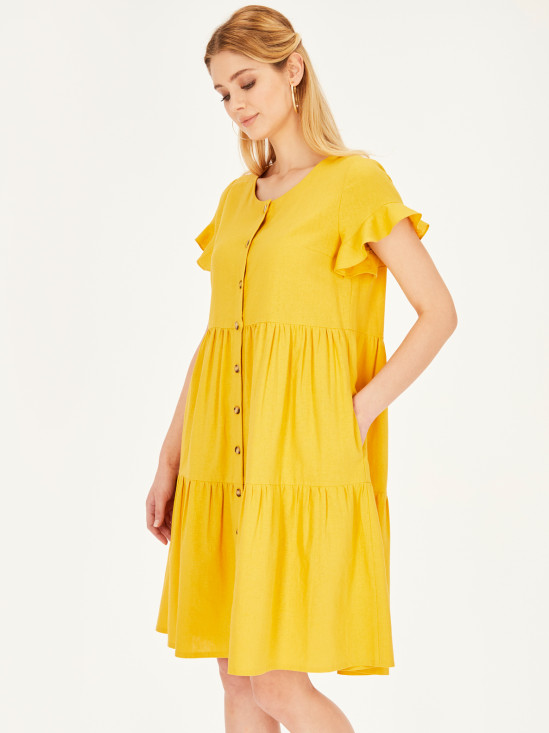  Luźna letnia sukienka z lnem L'AF Lemon