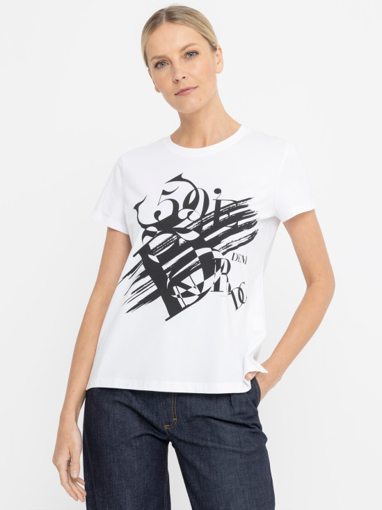  Biały t-shirt z nadrukiem logo Deni Cler Milano