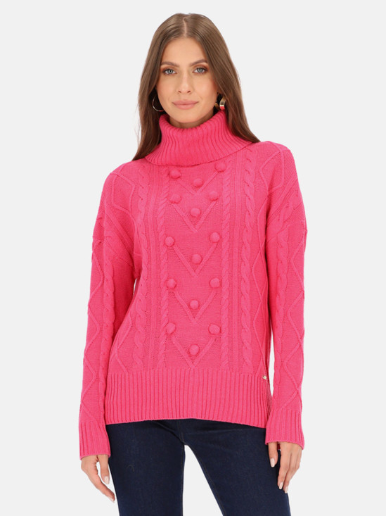  Różowy sweter z luźnym golfem L'AF Mika
