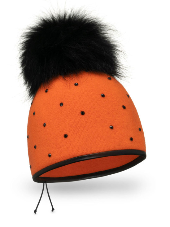  Pomarańczowa czapka z pomponem i zdobieniami L'AF Bile