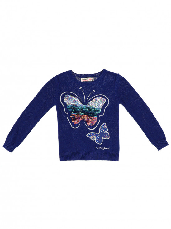 Niebieski sweter z motylkami Desigual FALUBERT