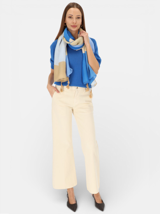  Wiskozowy szal w geometryczne pasy Potis & Verso