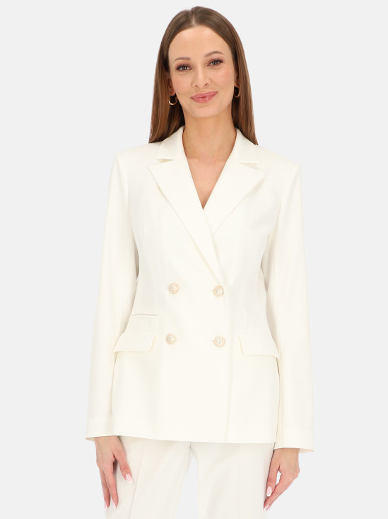  Elegancka biała marynarka z ozdobnymi guzikami L'AF Iris