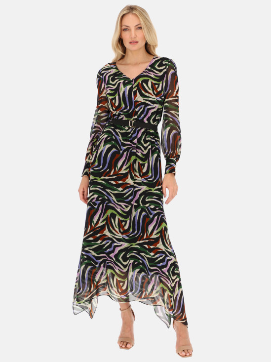  Sukienka maxi kolorowa z asymetrycznym dołem L'AF Aida