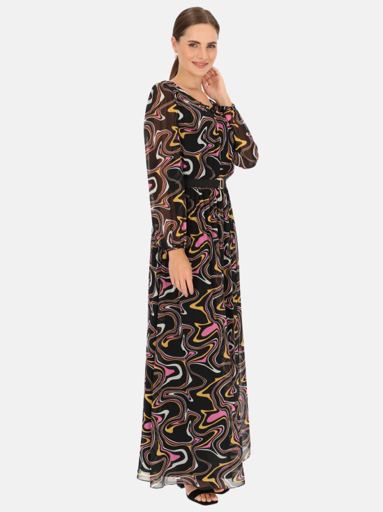  Kolorowa sukienka maxi z gumką w pasie L'AF Latika