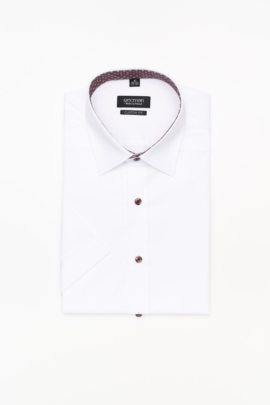  Biała koszula z krótkim rękawem Recman Bexley 2719E custom fit