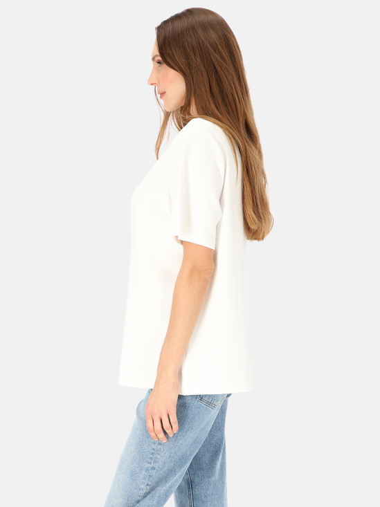  Biały bawełniany t-shirt damski basic L'AF Matis