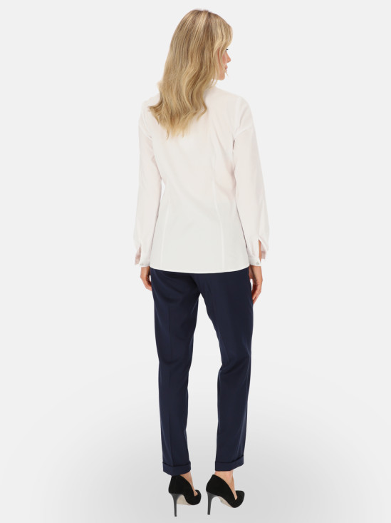  Elegancka koszula damska biała z żabotem L’AF Uma