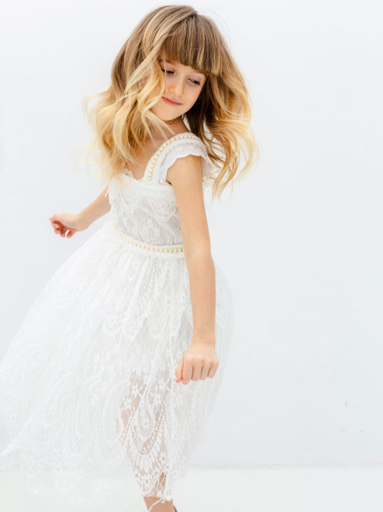  Koronkowa biała sukienka dziecięca Anima by Justyna Steczkowska