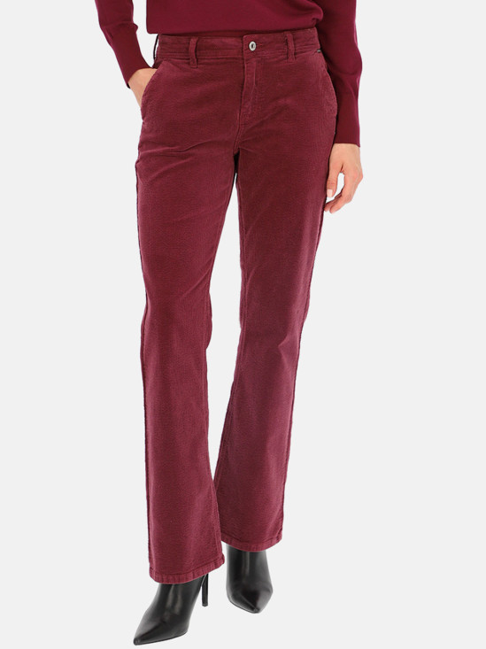  Bordowe spodnie sztruksowe z kieszeniami i prostymi nogawkami Red Button Bibette