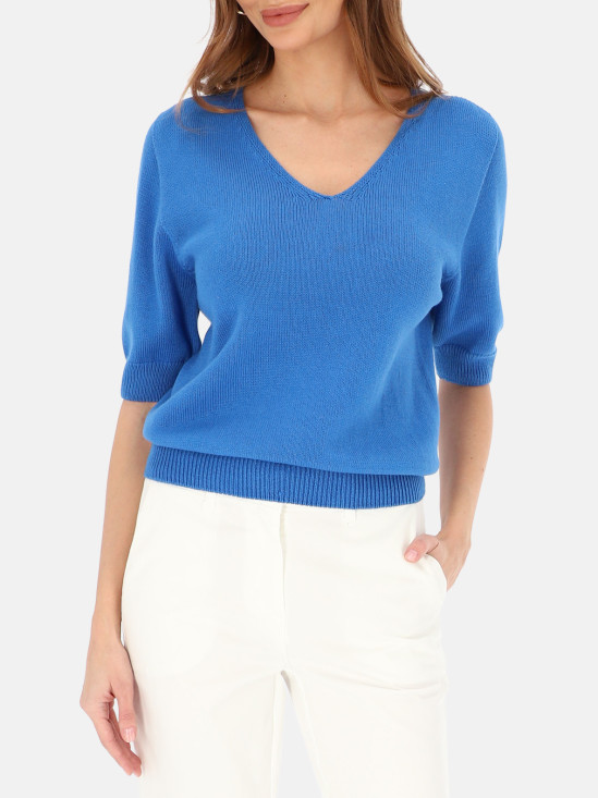  Bawełniany sweter damski z dekoltem V L’AF Fredo