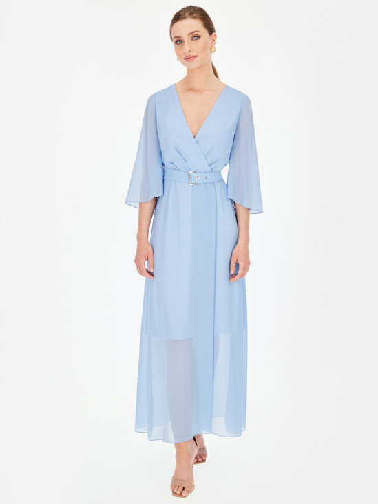  Błękitna sukienka maxi z kopertowym dekoltem Potis & Verso Lidia