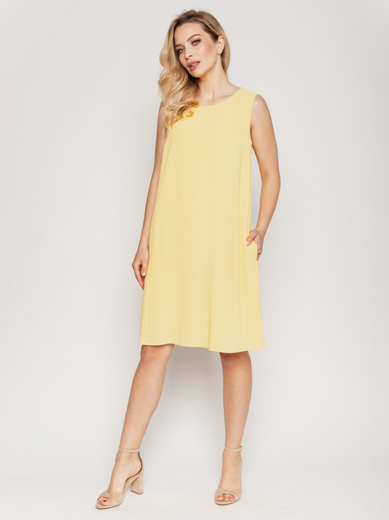  Żółtka trapezowa sukienka Bialcon