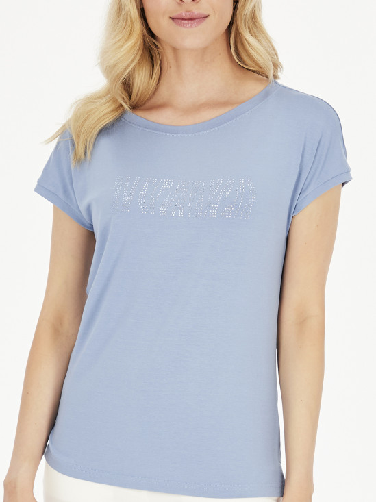  Niebieski t-shirt z kryształkami Sunwear