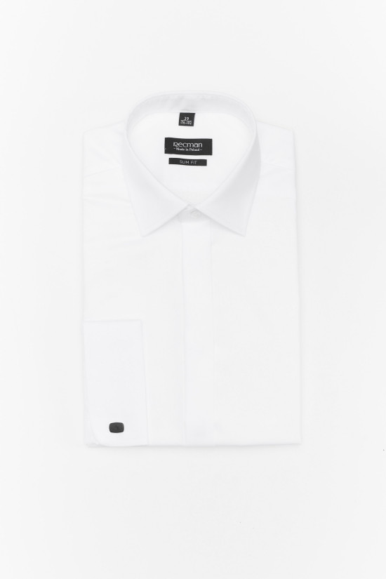  Biała koszula na spinki Recman Saverne 3093 slim fit
