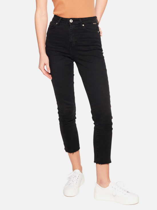  Czarne jeansy z surowym wykończeniem nogawek L’AF Hana