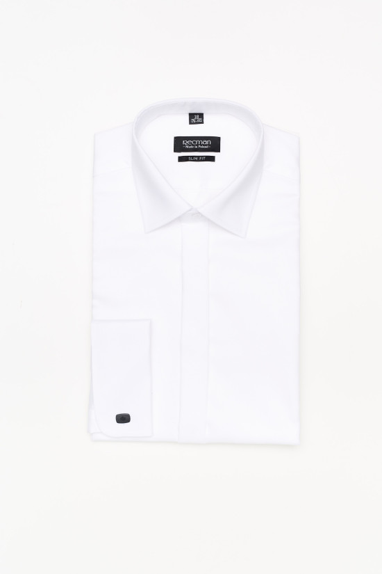  Biała koszula na spinki Recman Saverne 3093 slim fit
