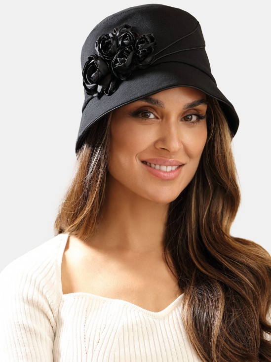  Czarny kapelusz z aplikacją 3D L'AF Pifi