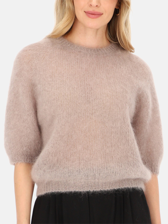  Szaro-beżowy sweter moherowy damski L’AF Maya