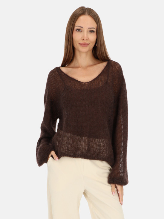  Brązowy sweter moherowy damski L’AF Luna