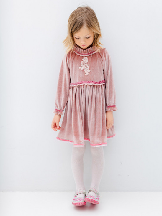  Różowa welurowa sukienka dziecięca Anima by Justyna Steczkowska
