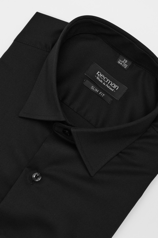  Czarna koszula bawełniana Recman Versone 3092E slim fit