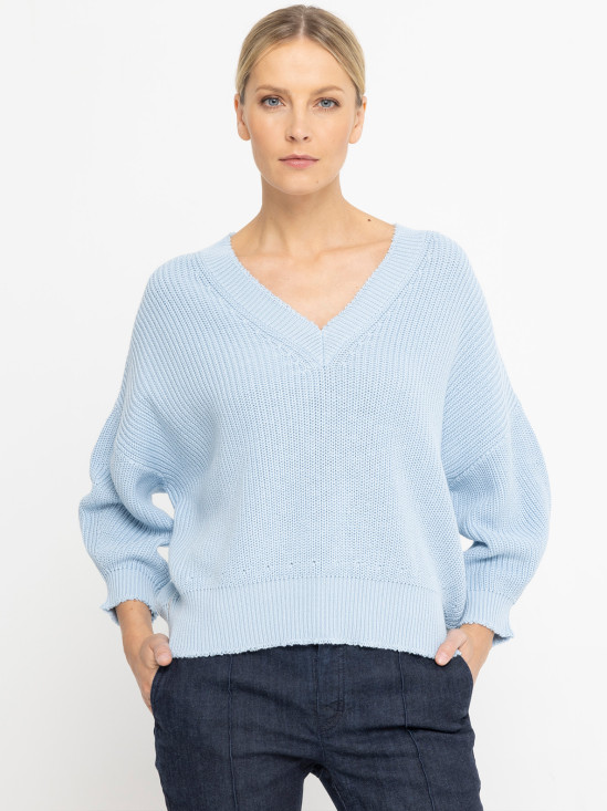  Błękitny sweter o grubym splocie Deni Cler Milano