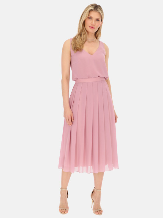  Różowa elegancka spódnica z zakładkami midi L'AF Taliana