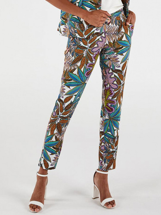  Kolorowe spodnie w botaniczny wzór Expresso 201Dante