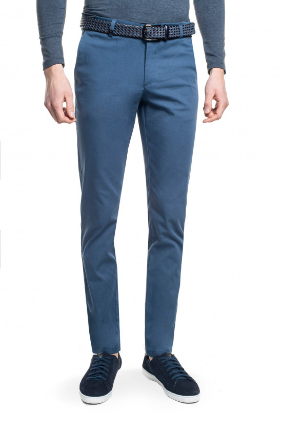  Bawełniane niebieskie spodnie chinosy Recman ANDY 217