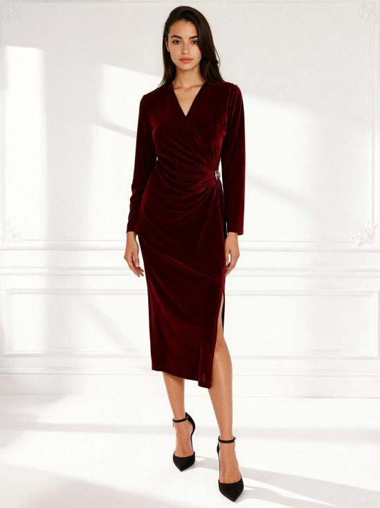  Wieczorowa welurowa sukienka w kolorze fuksji L’AF Vanessa