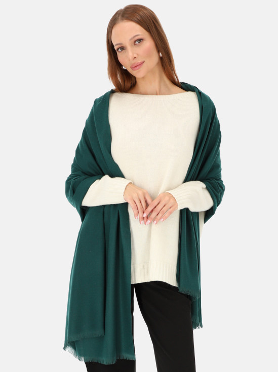  Gładki zielony szal kaszmirowo-wełniany Potis & Verso