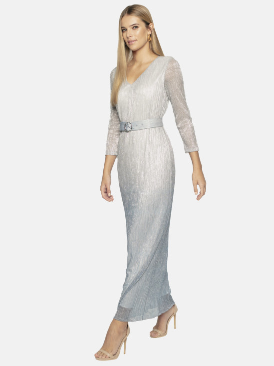 Elegancka połyskująca sukienka maxi z paskiem L’AF Arianna