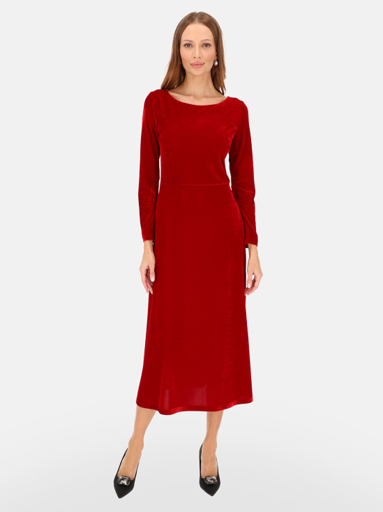  Wizytowa czerwona welurowa sukienka midi L’AF Ampalia