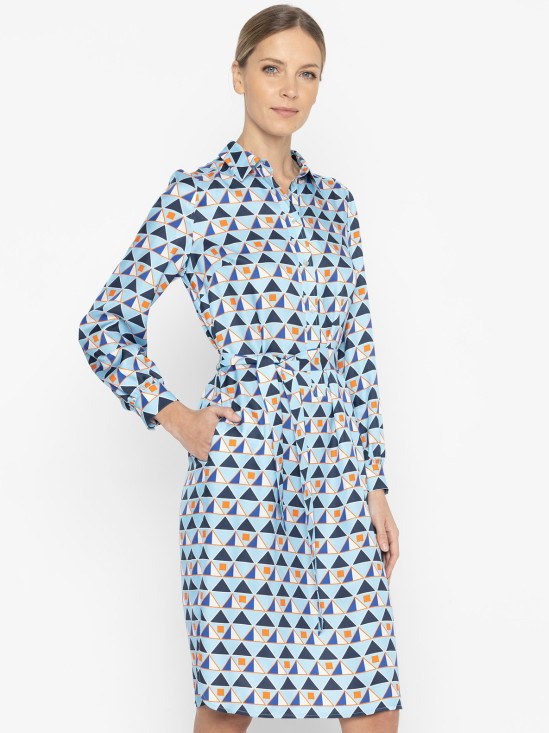  Koszulowa sukienka w graficzny wzór Deni Cler Milano