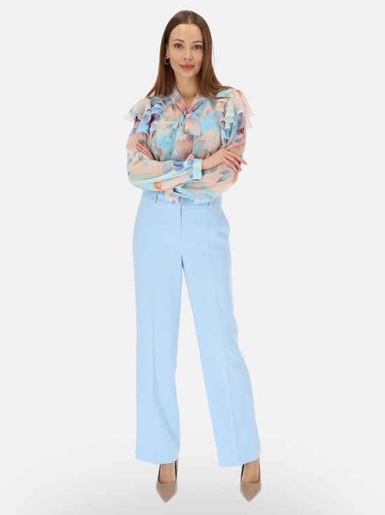  Błękitne eleganckie spodnie damskie w kant L'AF Arleta