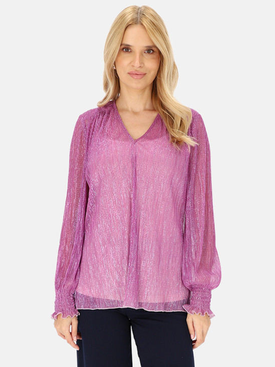  Różowa elegancka połyskująca bluzka z topem Potis & Verso Trini
