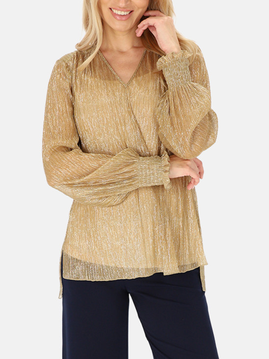  Złota elegancka połyskująca bluzka z topem Potis & Verso Trini