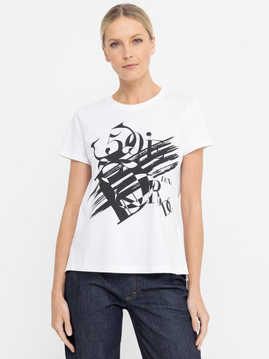  Biały t-shirt z nadrukiem logo Deni Cler Milano
